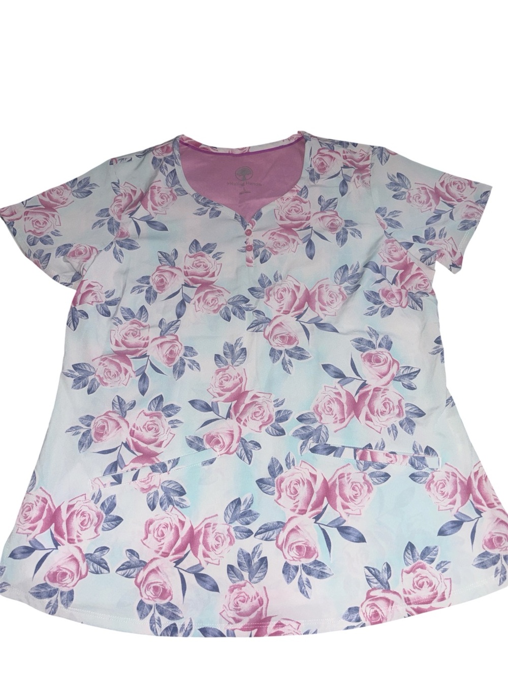 Women’s Pink Floral V-Neck Top scuba